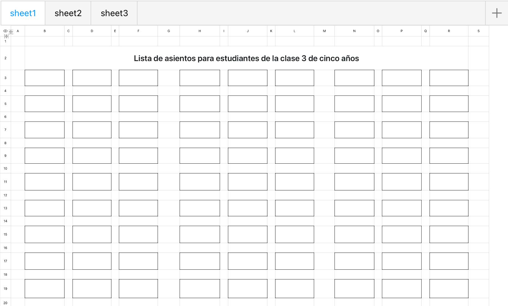 Lista de asientos para estudiantes